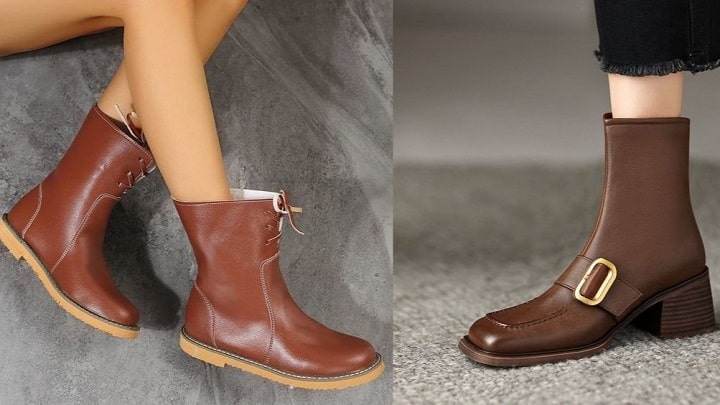 قهوه‌ای گرم، چرم طبیعی: نیم بوت‌هایی برای پای شما
