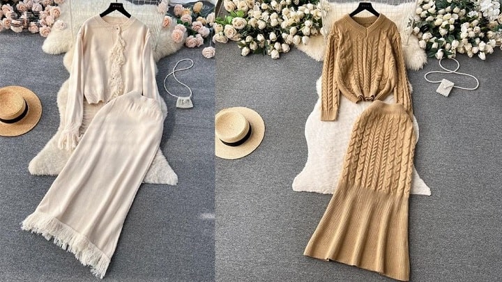 ست بافت و دامن برای مهمانیهای دوستانه ست بافت و دامن برای مهمانیهای دوستانه