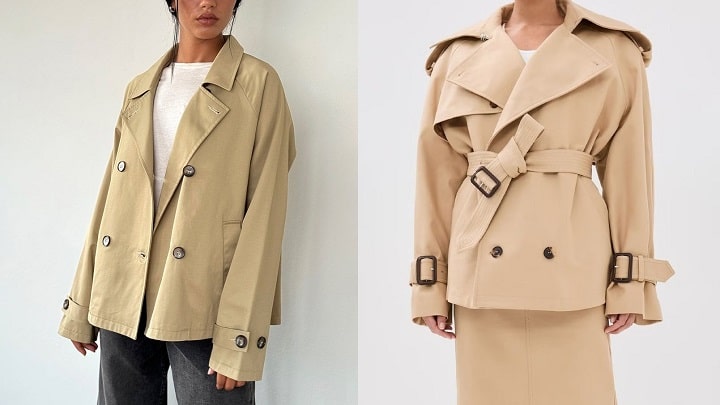 ترنچ کت کوتاه با رنگ‌های خنثی؛ مناسب برای هر استایلی