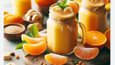 اسموتی نارنگی و شیر بادام؛ طعمی متفاوت و دلچسب