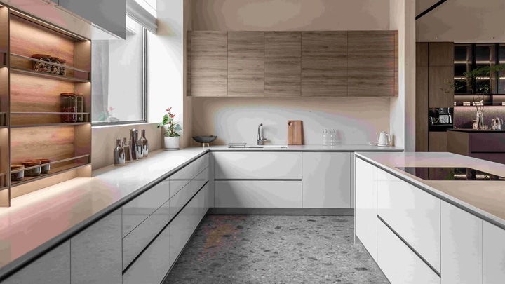 کابینت‌های گلاس سفید قهوه‌ای: انتخابی شیک و ماندگار