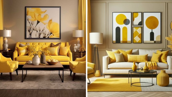معرفی جذاب‌ترین مدل‌های دکوراسیون زرد لیوینگ روم