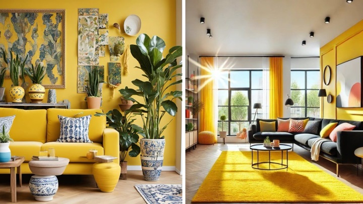 زرد، رنگی برای ایجاد تمرکز: دکوراسیون لیوینگ روم 