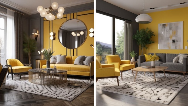 زرد، رنگی برای فضاهای بزرگ: دکوراسیون لیوینگ روم با رنگ زرد