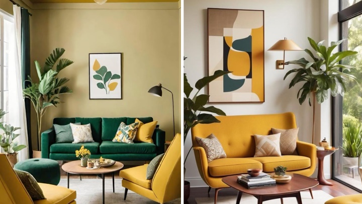زرد، رنگی برای ایجاد کنتراست: دکوراسیون لیوینگ روم با رنگ زرد