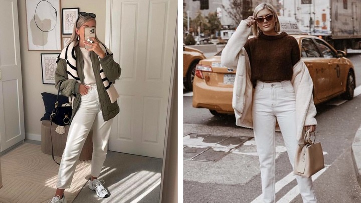 استایل اسپرت پاییزی با شلوار سفید، برای روزهای پر انرژی