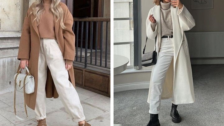 ترکیب رنگ‌های پاییزی با شلوار سفید، یک ترکیب بی‌نظیر