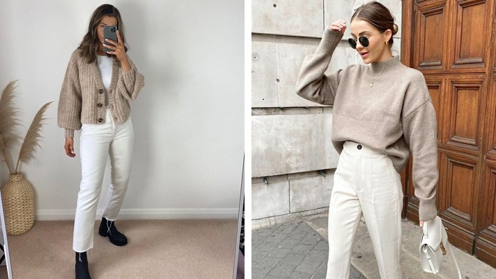 استایل کژوال پاییزی با شلوار سفید، راحت و شیک