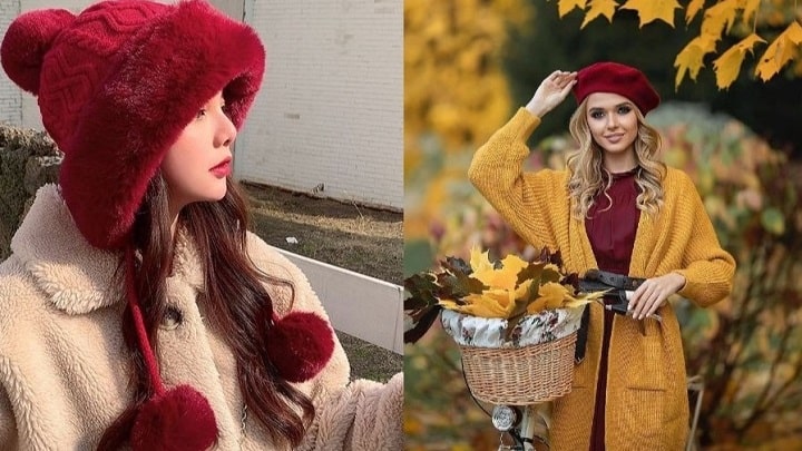 ست کردن کلاه دخترانه با لباس‌های پاییزی
