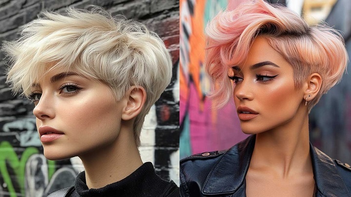 آرایش با تمرکز روی لب‌ها برای موهای کوتاه