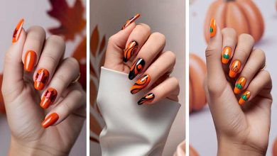 طرح ناخن پاییزی نارنجی؛ انتخابی آتشین و جسورانه