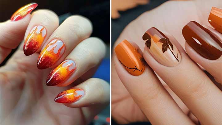 طراحی ناخن‌های نارنجی در خانه