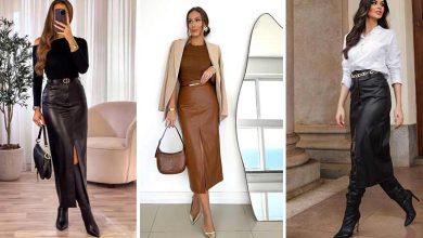 20 ایده استایل مهمانی با دامن چرم بلند؛ شیک، مدرن و خاص