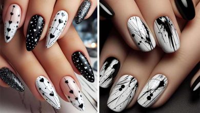 طراحی‌های ناخن سفید و مشکی؛ از مینیمال تا کلاسیک