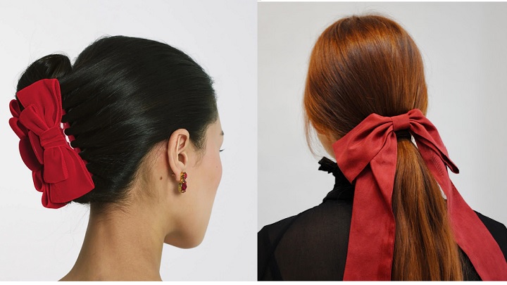 زیباترین ایده‌های مدل موی یلدایی 1403 با پاپیون قرمز