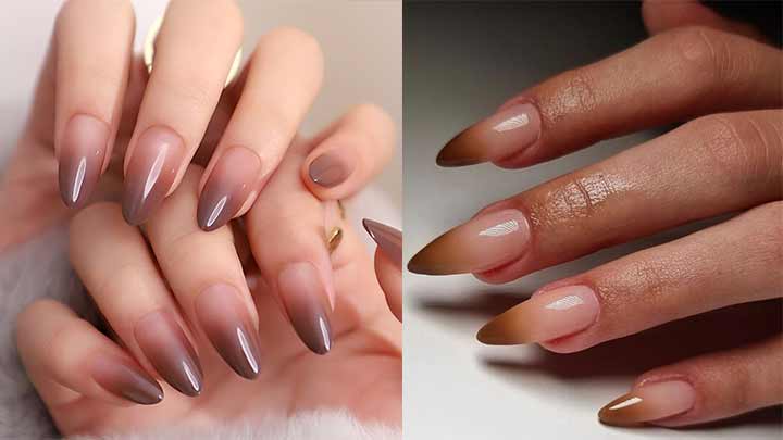 انواع مدل ناخن آمبره قهوهای پاییزی انواع مدل ناخن آمبره قهوهای پاییزی