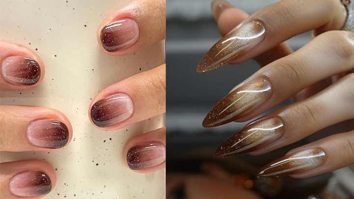 ناخنهای آمبره قهوهای؛ گرمای پاییز را به دستان خود بیاورید ناخنهای آمبره قهوهای؛ گرمای پاییز را به دستان خود بیاورید