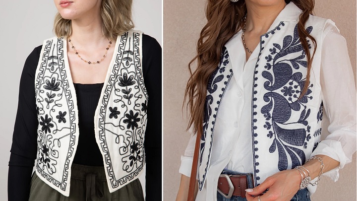 جلیقه‌های گلدوزی شده با طرح‌های مدرن