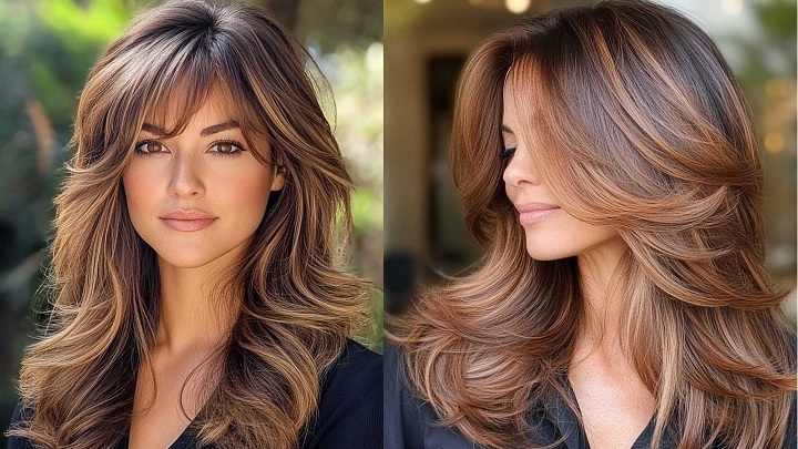 قهوهای درخشان با هایلایتهای جذاب قهوهای درخشان با هایلایتهای جذاب