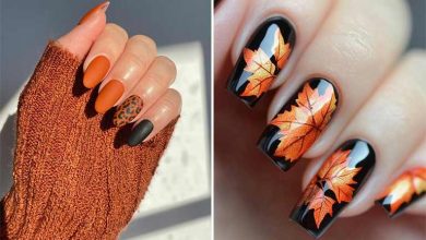 ایده‌های طراحی ناخن نارنجی و مشکی پاییزی