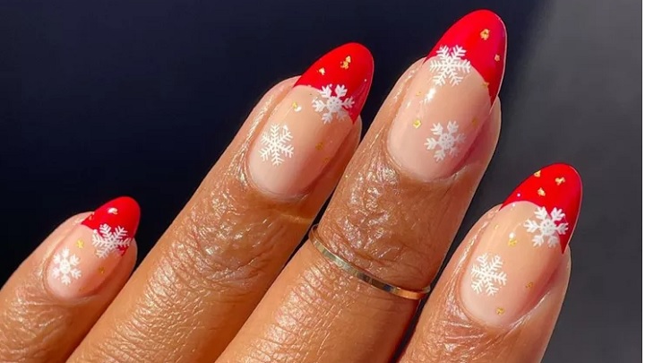 فرنچ قرمز با طرح دانه برف