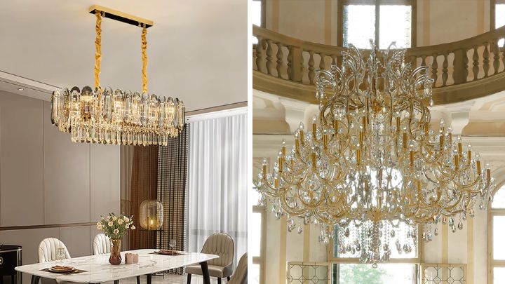 لوستر کریستالی به رنگ طلایی