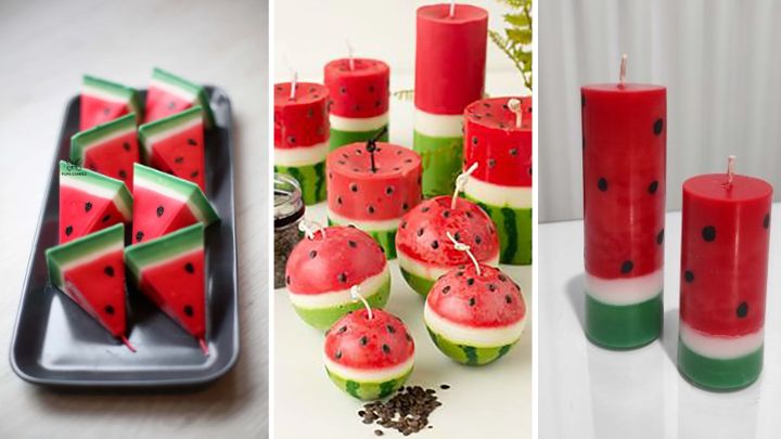 شمع‌ با طرح هندوانه برای شب یلدا