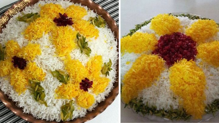 ایدههای تزیین برنج با زعفران ایدههای تزیین برنج با زعفران