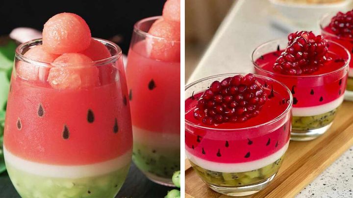 ایده‌های تزیین ژله یلدایی 1403 با طرح انار و هندوانه