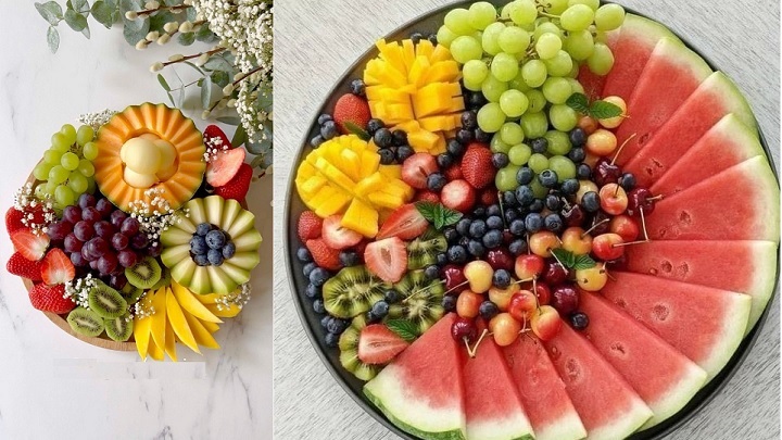 تزیین میوه‌های یلدایی در سینی