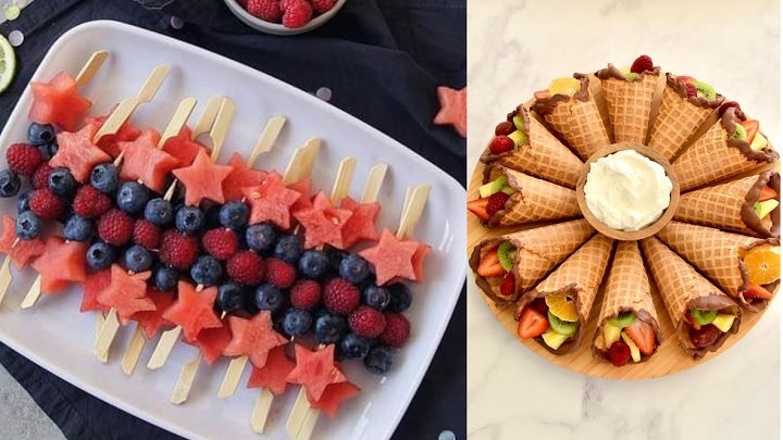 قرار دادن میوه‌های خرد شده در نان بستنی