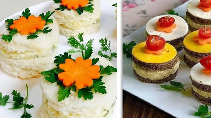 تزئین سالاد الویه به صورت فینگرفود