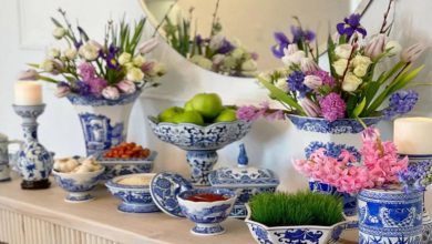 ظروف سفالی آبی مینیاتوری؛ برای پذیرایی از مهمان در عید دیدنی