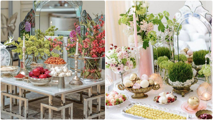 سفره هفت سین با گل طبیعی و شاد