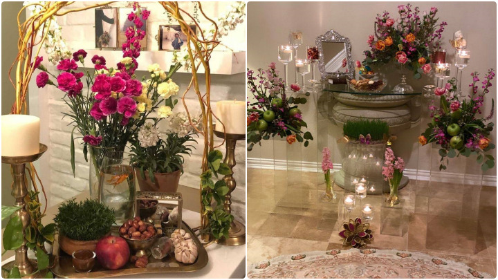 سفره هفت سین با تم بهاری و گل گلی