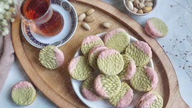 بیسکویت پسته‌ای کرم‌دار برای عید