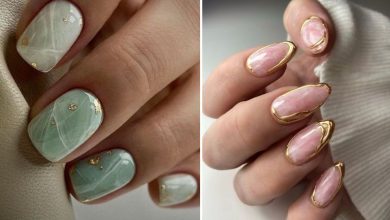 33 مدل طرح مرمری ناخن با رنگ نود؛ مناسب بهار 1404