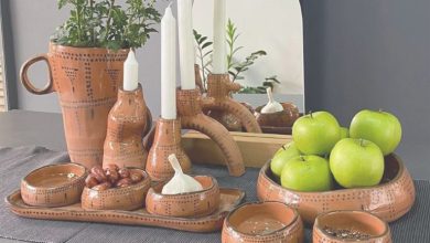 تزیین سفره هفتسین با ظروف سفالی