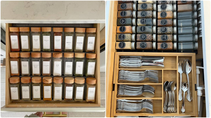 چیدمان کشو آشپزخانه با دسته بندی وسایل بر اساس نوع و کاربردشان برای دسترسی سریعتر چیدمان کشو آشپزخانه با دسته بندی وسایل بر اساس نوع و کاربردشان برای دسترسی سریعتر