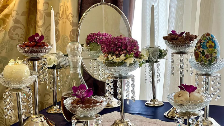 ایده چیدمان هفت سین با ظرق کریستال