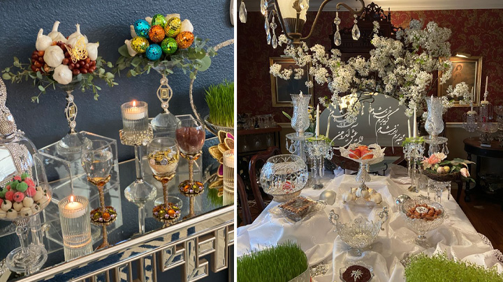 چیدمان هفت سین با ظروف کریستال 