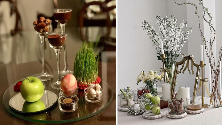 چیدمان هفت سین با ظروف کریستال شیک