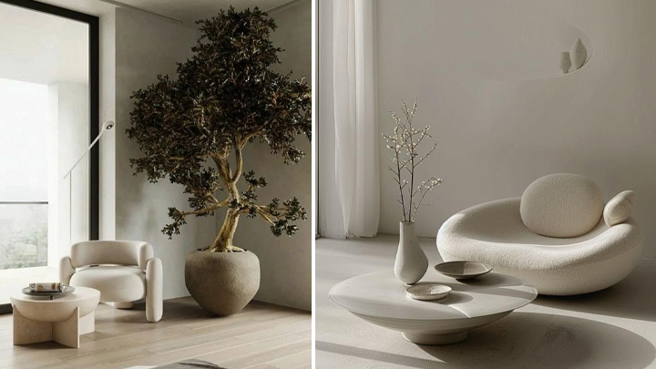 مبل‌ هندسی با رنگ خنثی