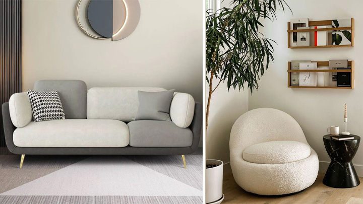 مبل هندسی طوسی کرم مبل هندسی طوسی کرم