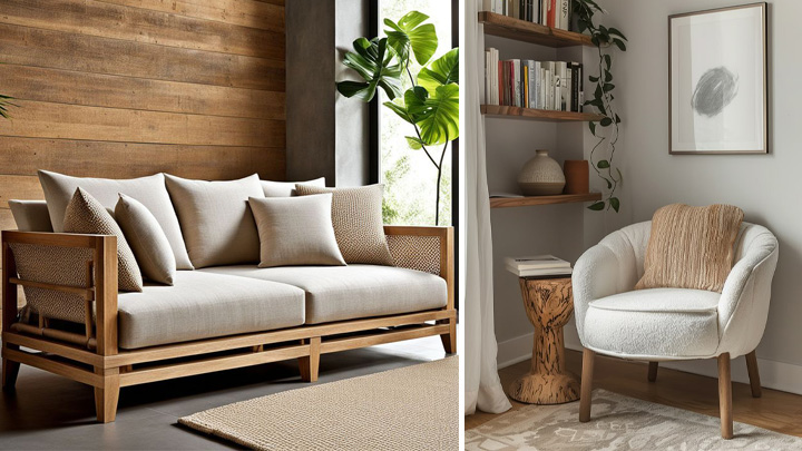 مبل مینیمال چوبی سفید