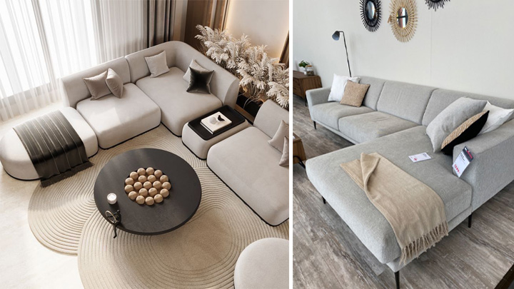 مبل‌های ال شکل رنگ خنثی