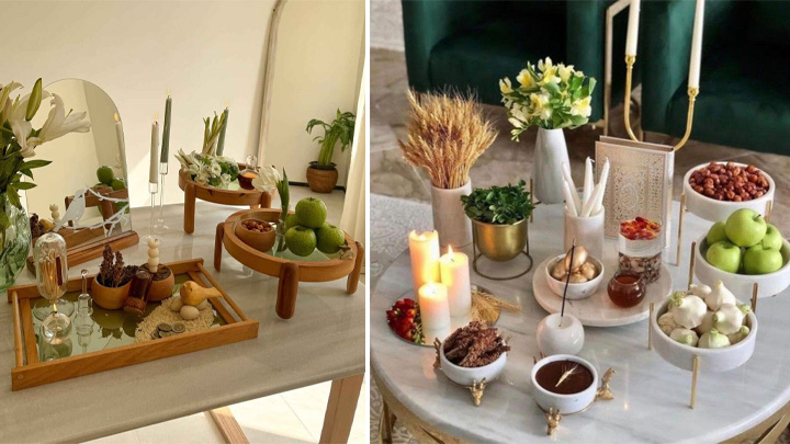 هفت سین به رنگ طلایی و نقره‌ای شیک