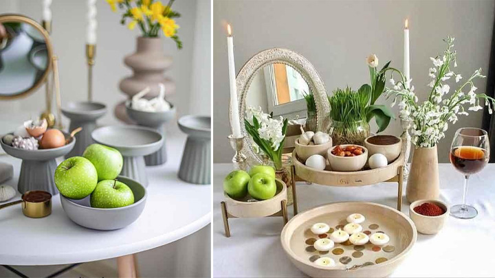 چیدن هفت سین با رنگ‌ طوسی