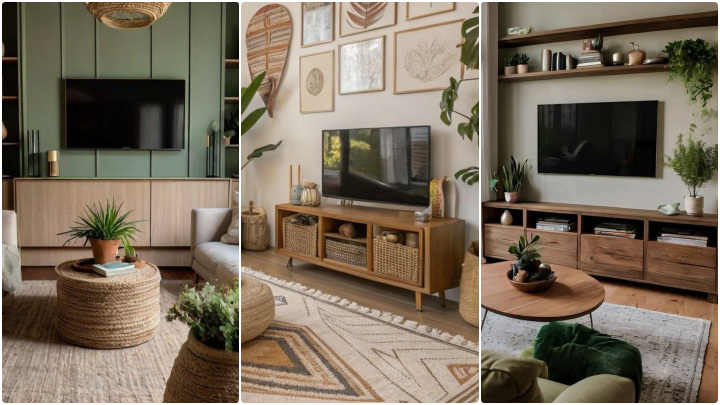 میز تلویزیون چوبی مدلدار زیبا