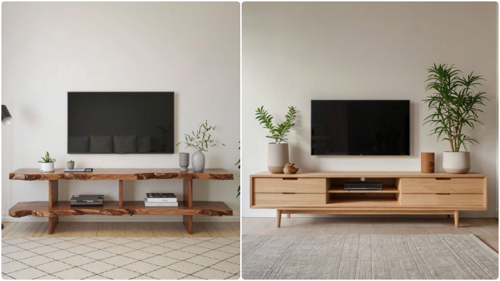 میز تلویزیون چوبی شیک رنگ روشن